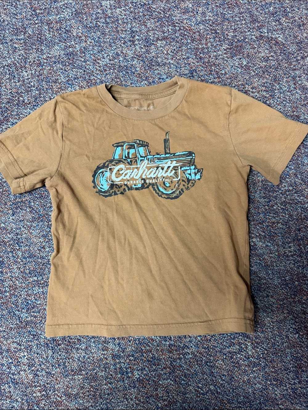 Carhartt Brown Tee with Blue Tractor Graphic